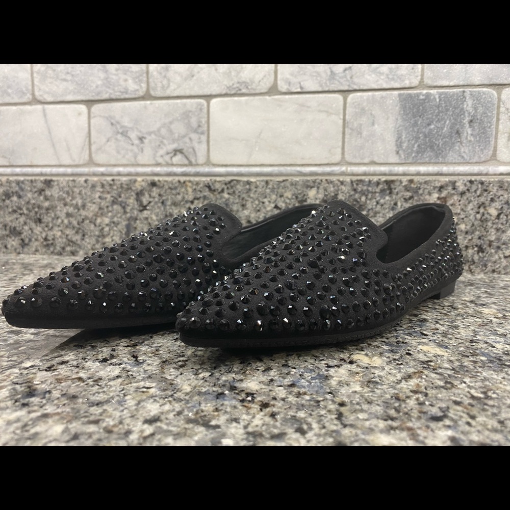 Studded black loafer shoes